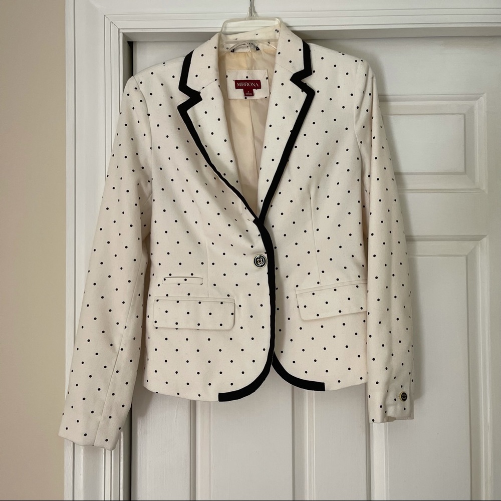 Merona White w/ Black Polka Dots Blazer